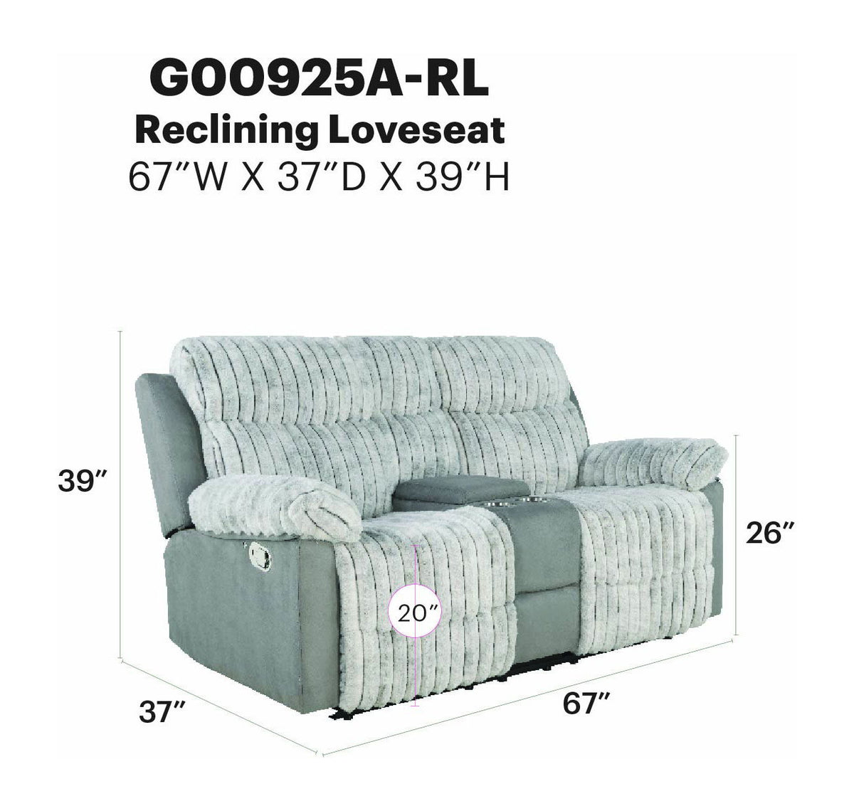 Plush - Reclining Loveseat - Gray