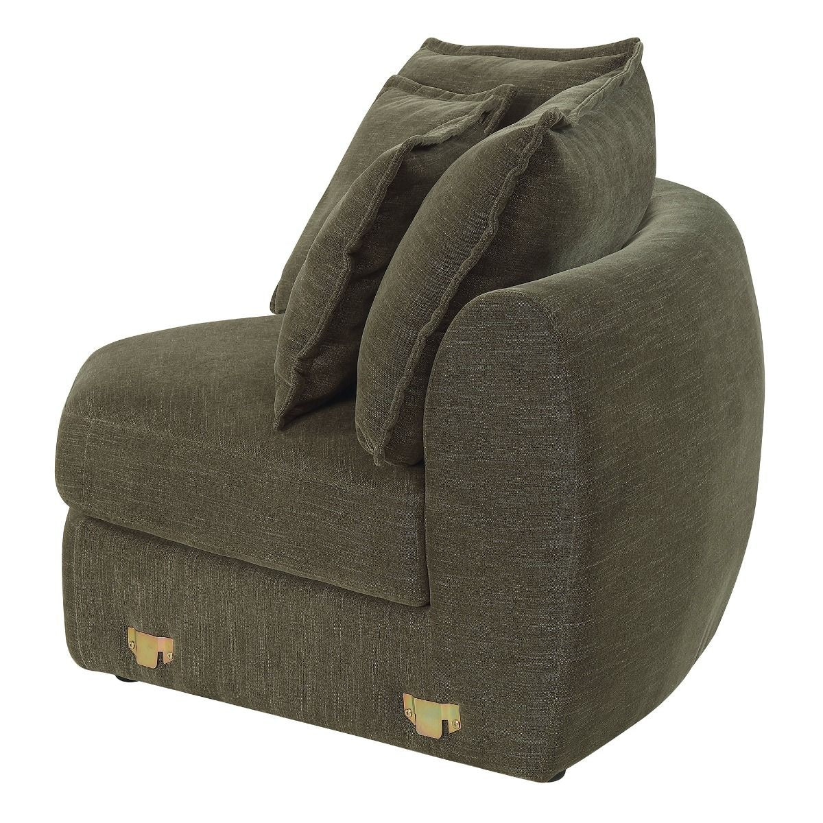Leighton - Modular Wedge With 4 Pillows - Green Chenille