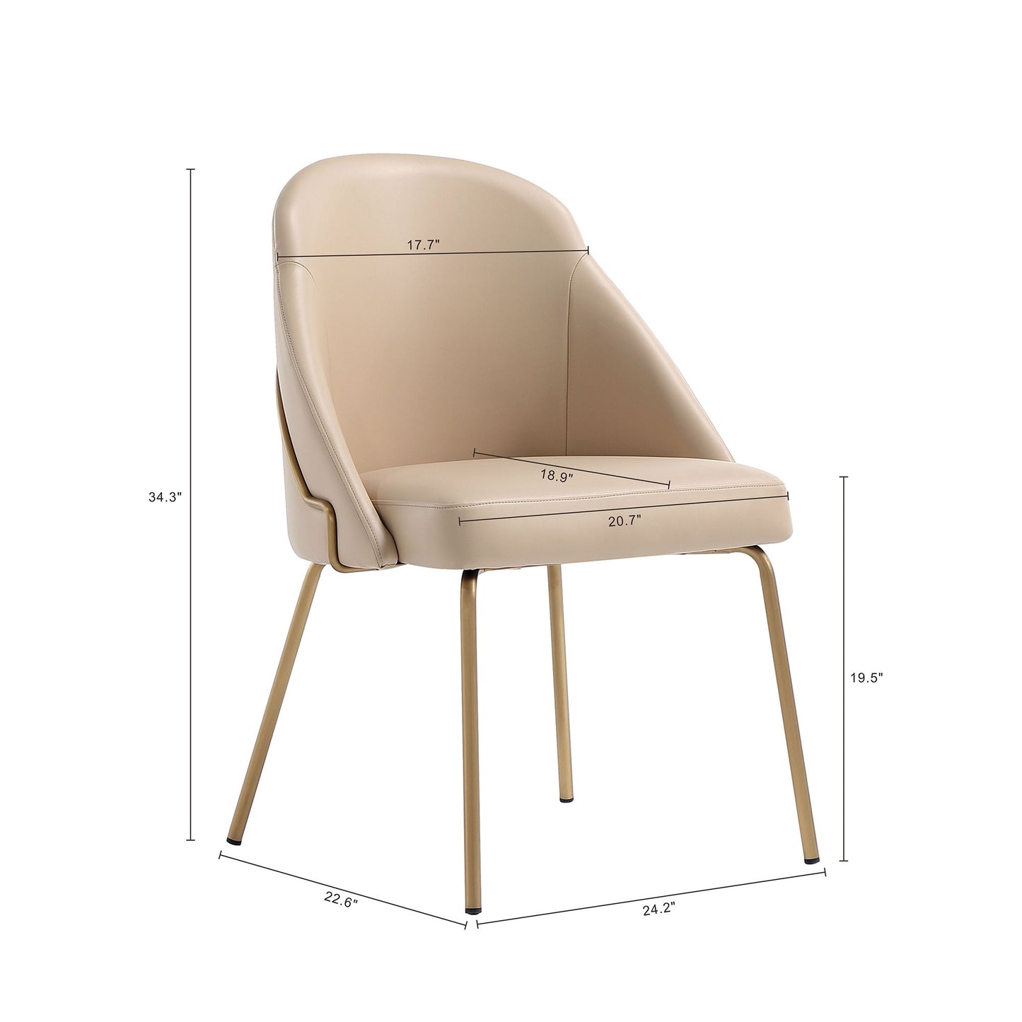 Manhattan Gracie - Dining Chair With Gold Legs
