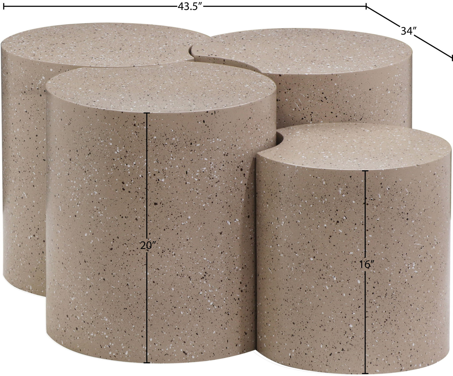 Dimple - 20" 4 Piece Modular Coffee Table - Terazzo Finish