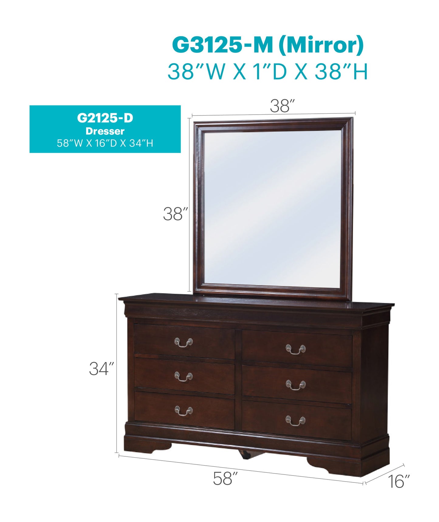 Glory Furniture - Louis Phillipe - Wooden Dresser