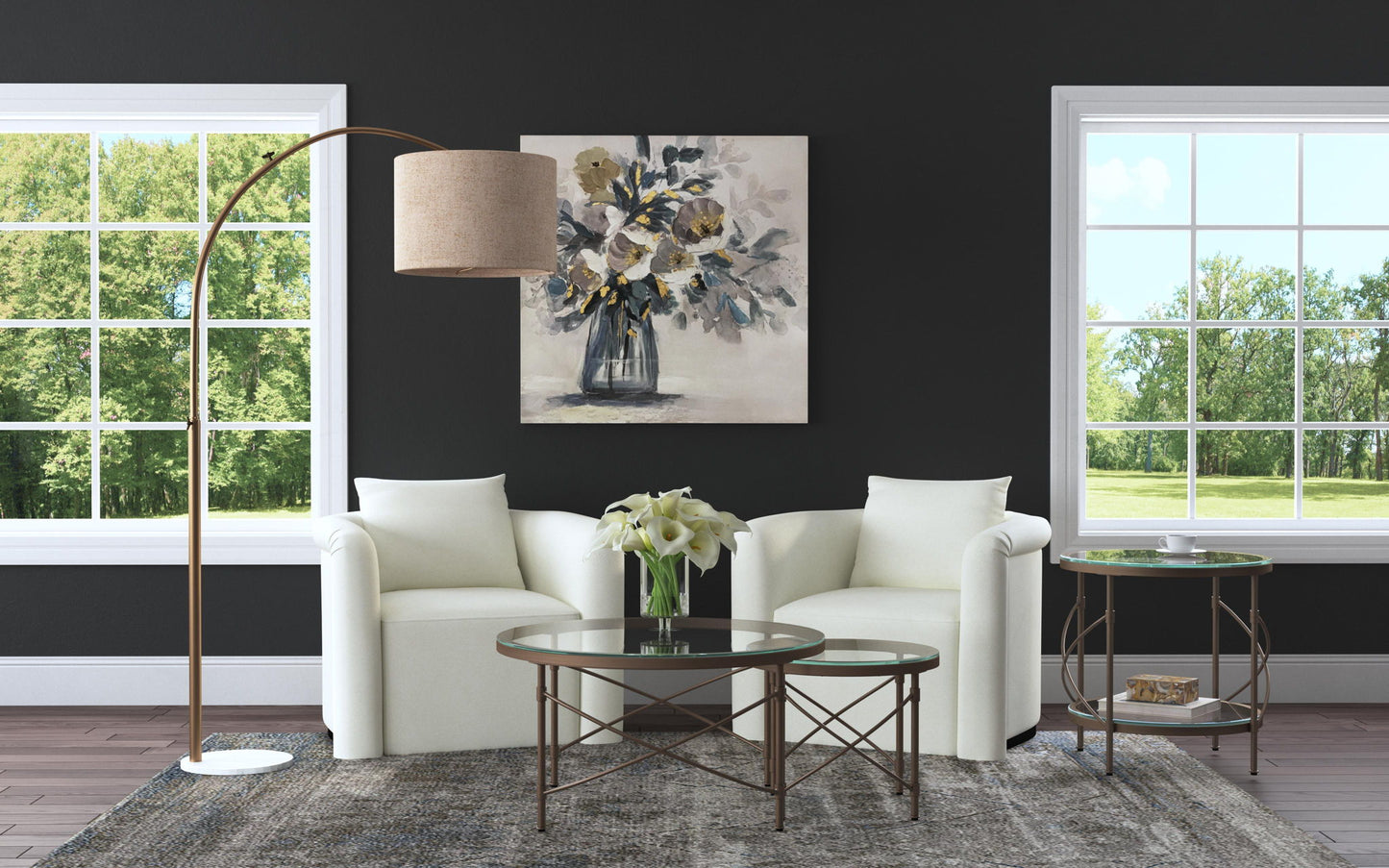 Chloe Canvas Art - Beige / Light Blue