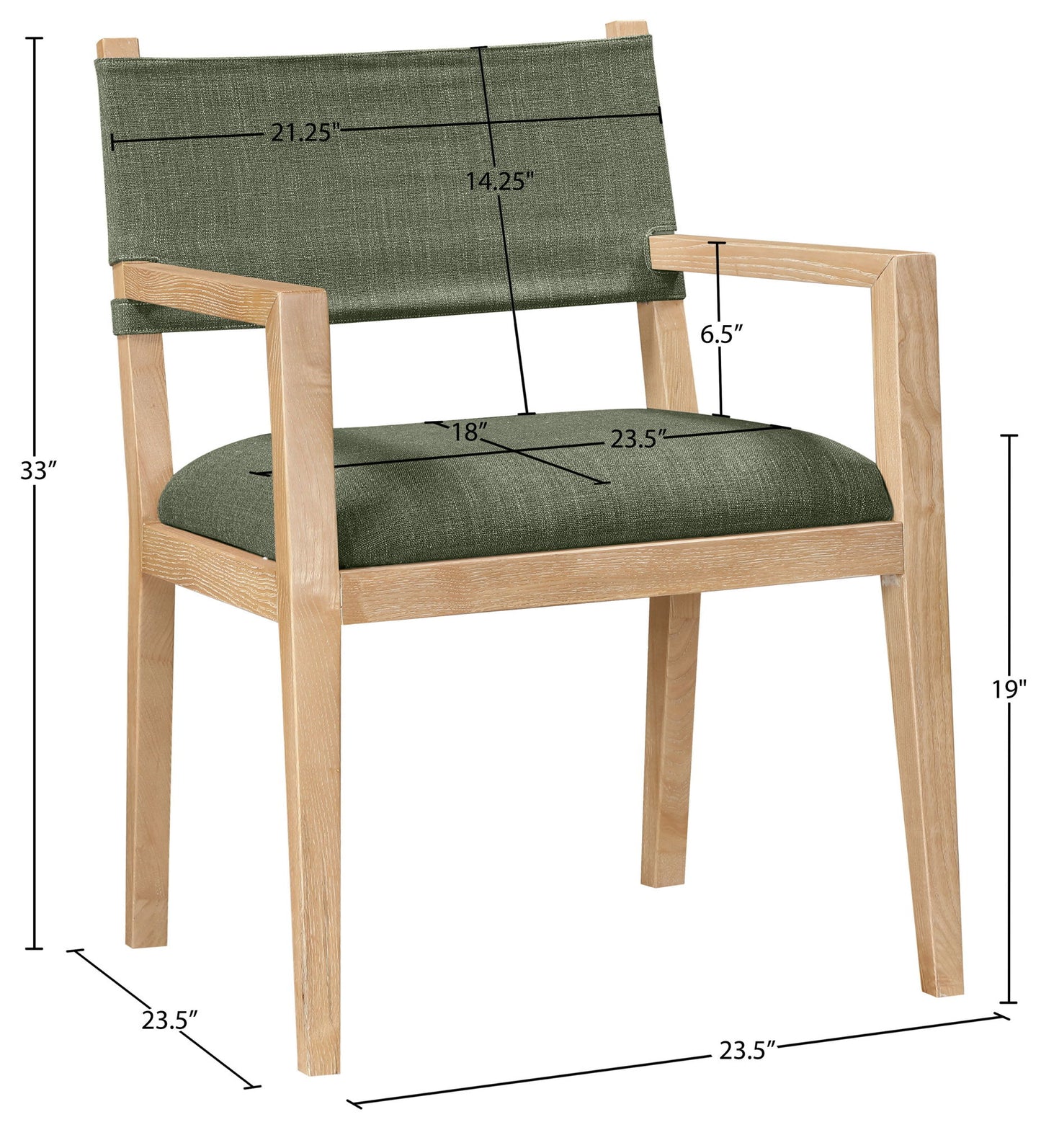 Avon - Linen Textured Performance Fabric Upholstered Dining Arm Chair