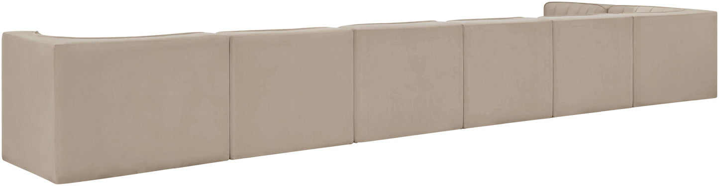 Rummi - Velvet Performance Fabric Upholstered 7 Piece Modular Sectional, L-Shaped (Right)