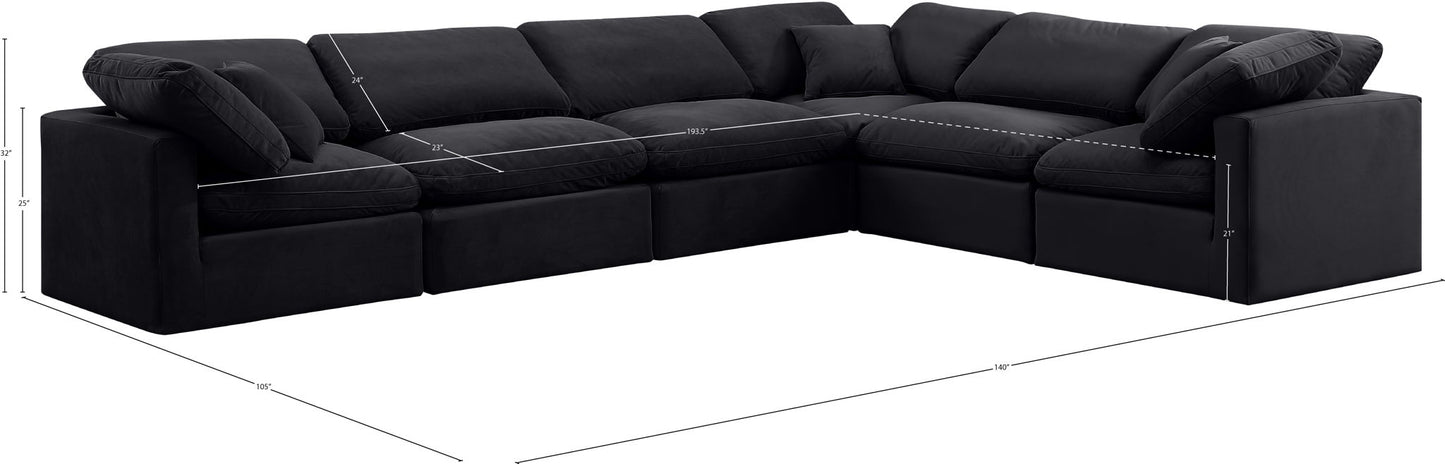 Indulge - Velvet 6 Piece Modular Corner Sectional