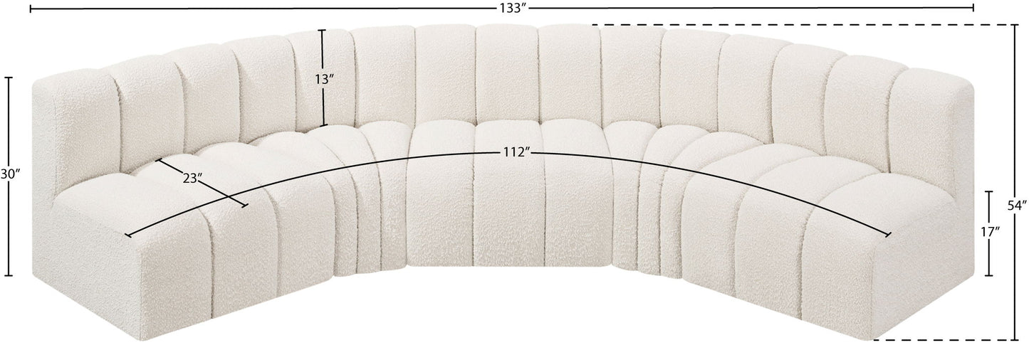 Arc - Boucle Fabric 5 Piece U-Shaped Modular Sofa