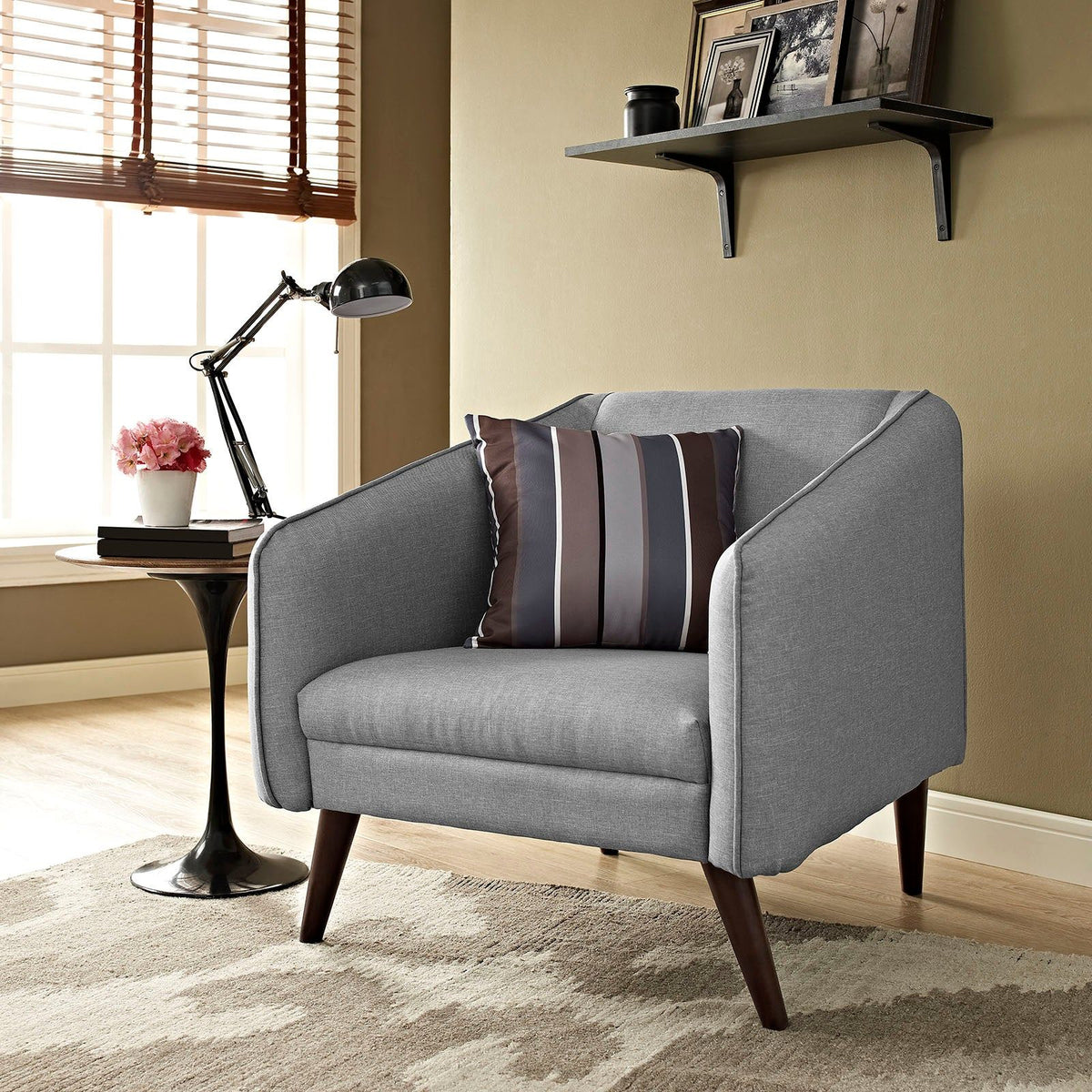 Slide Upholstered Fabric Armchair - LightGray