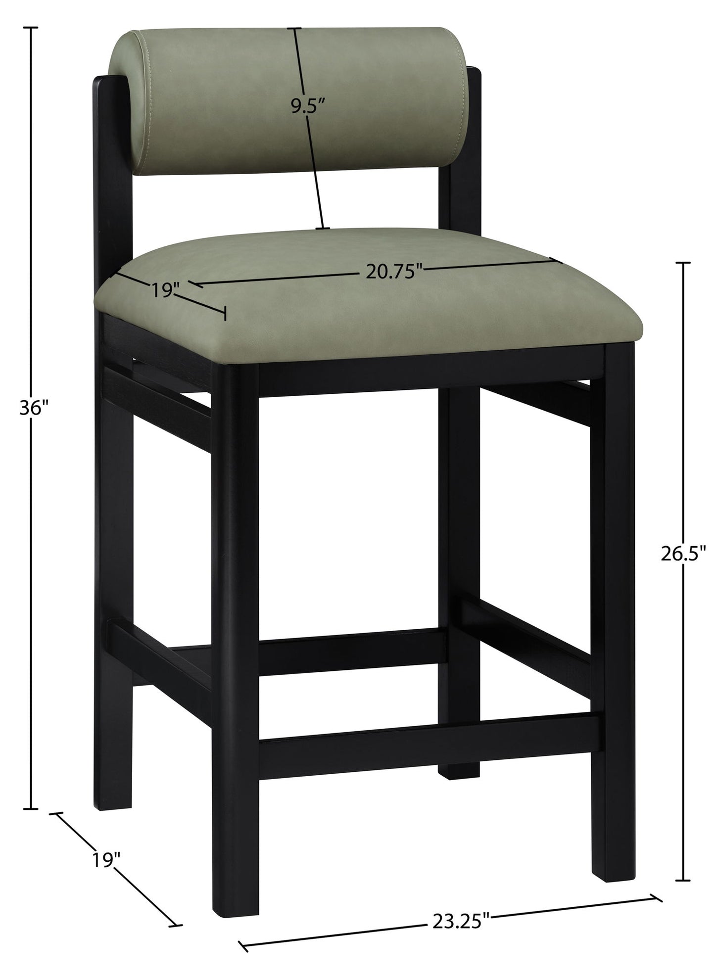 Roundhill - Faux Leather Counter Stool - Black Frame