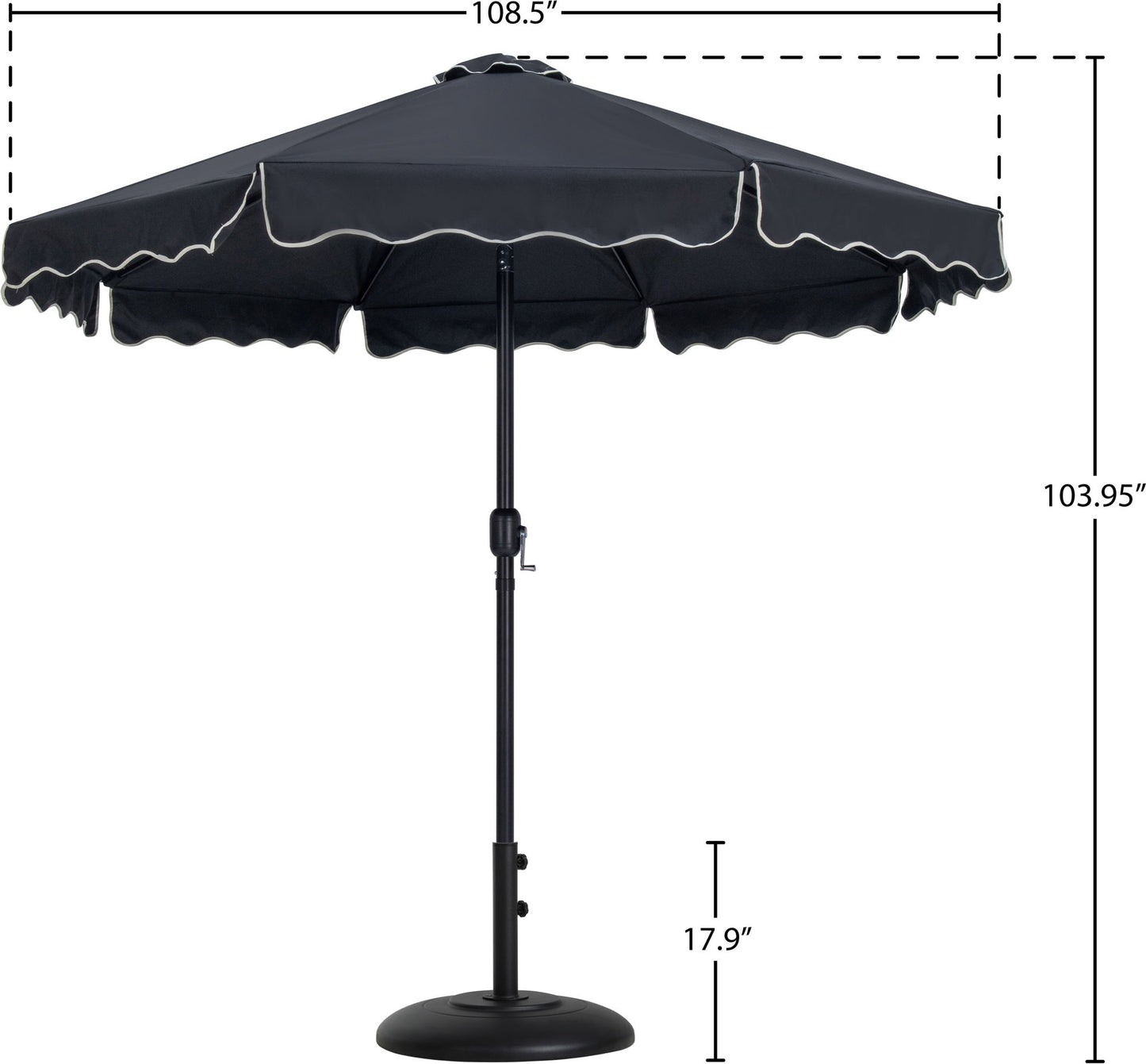Amalfi - Patio Umbrella - Black Base / Black Pole