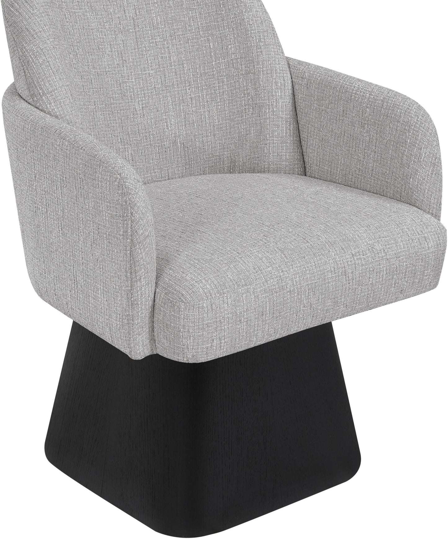 Marlowe - Linen Textured Fabric Upholstered Swivel Dining Arm Chair - Stained Black
