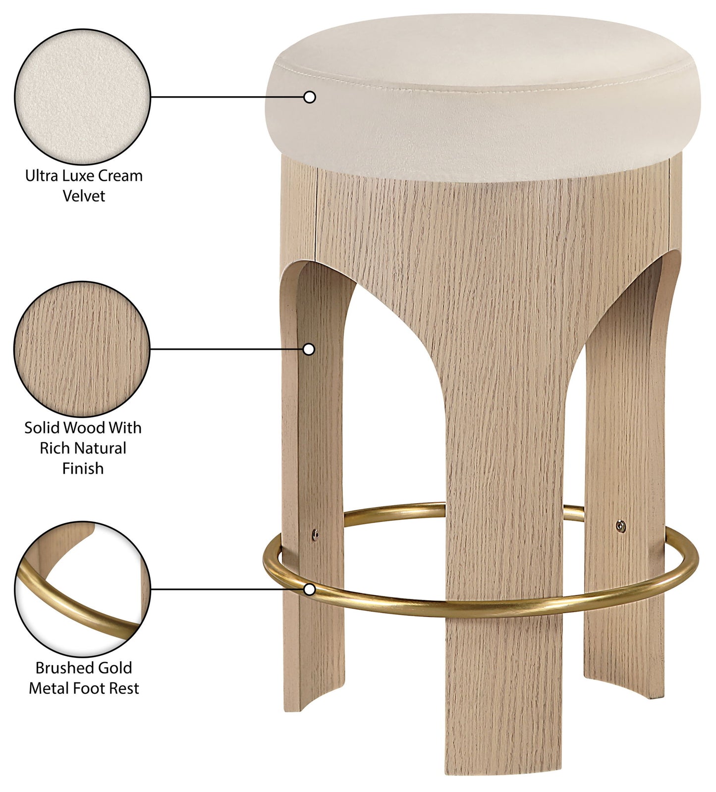 Bocceli - Counter Stool - Natural Base