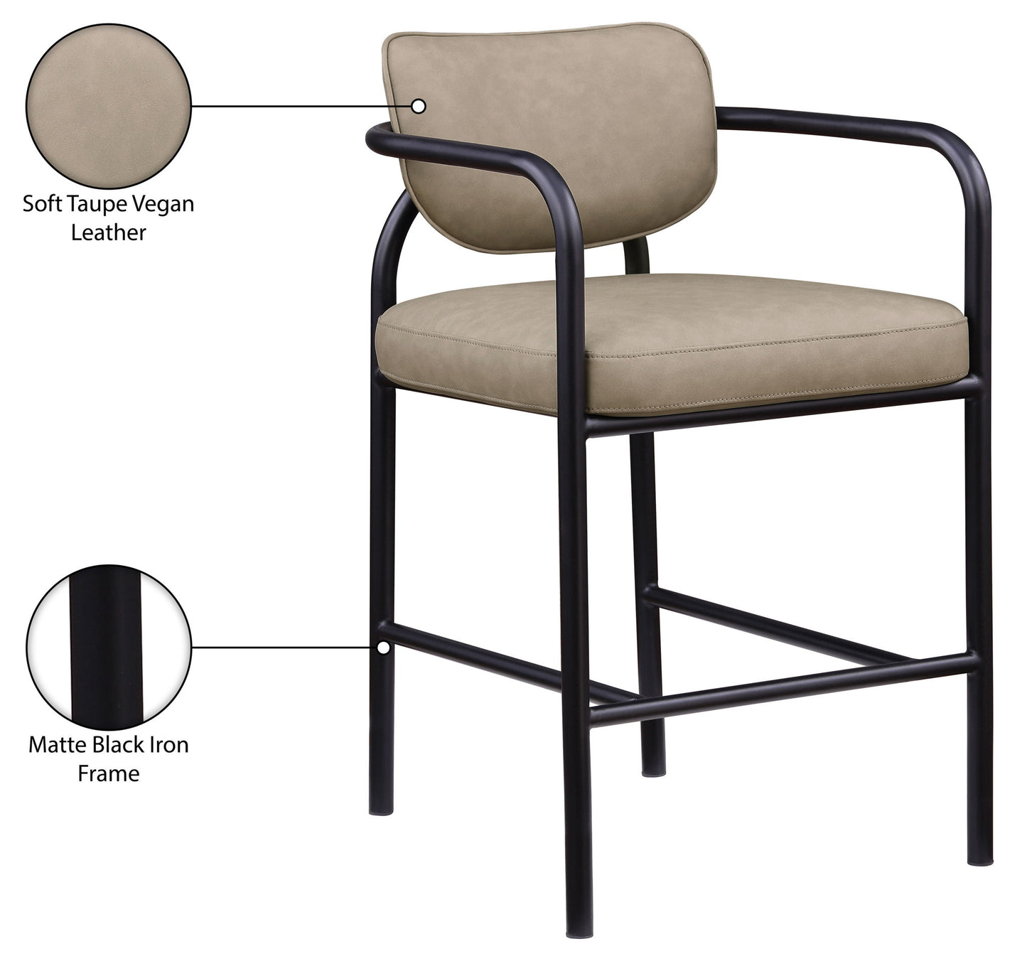 Serava - Vegan Leather Upholstered Bar Stool