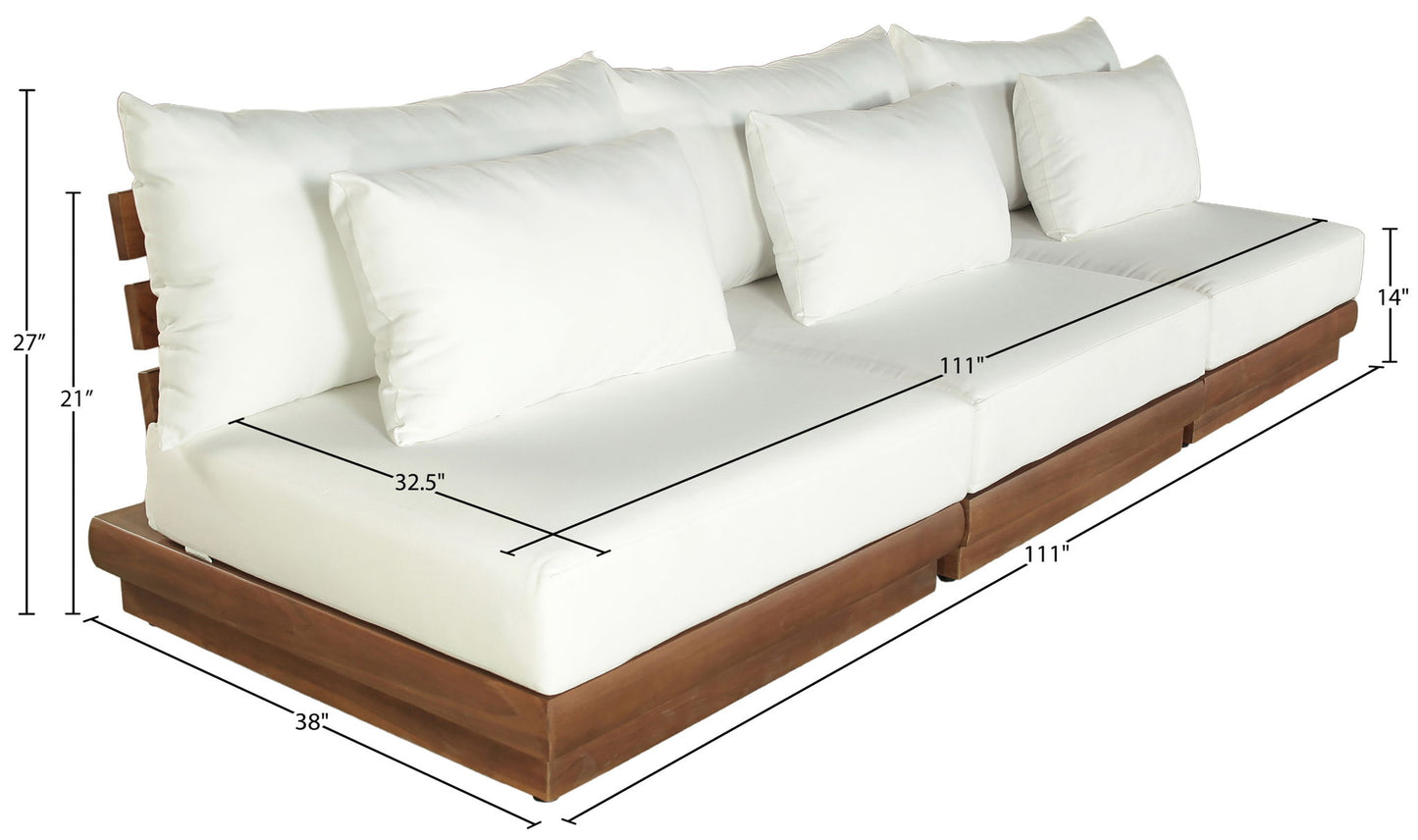 Mirella - 3 Piece Water Resistant Fabric Upholstered Outdoor Patio Modular Sofa