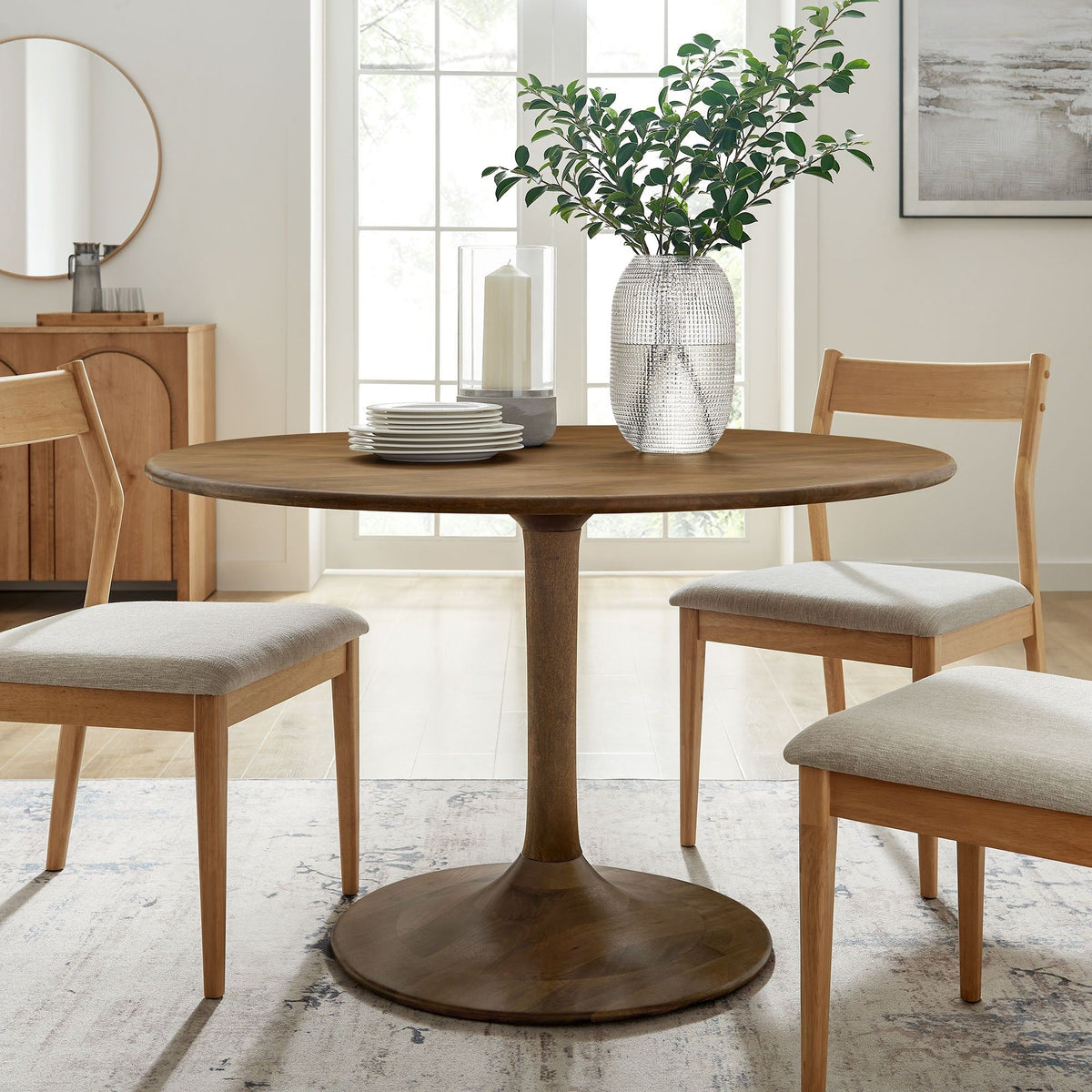 Lippa 48" Round Solid Wood Dining Table - Solid Wood, Natural