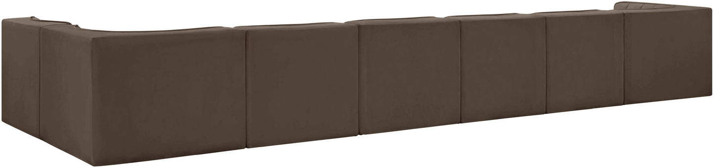 Rummi - Velvet Performance Fabric Upholstered 7 Piece Modular Sectional, L-Shaped (Right)