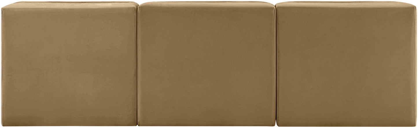 Rummi - Velvet Performance Fabric Upholstered 3 Piece Modular Armless Sofa