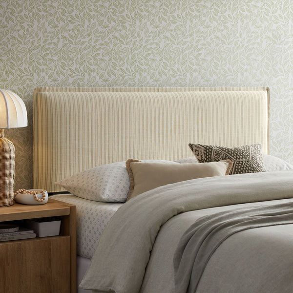 Camille Striped Linen Blend Headboard - Queen, Oatmeal Stripe