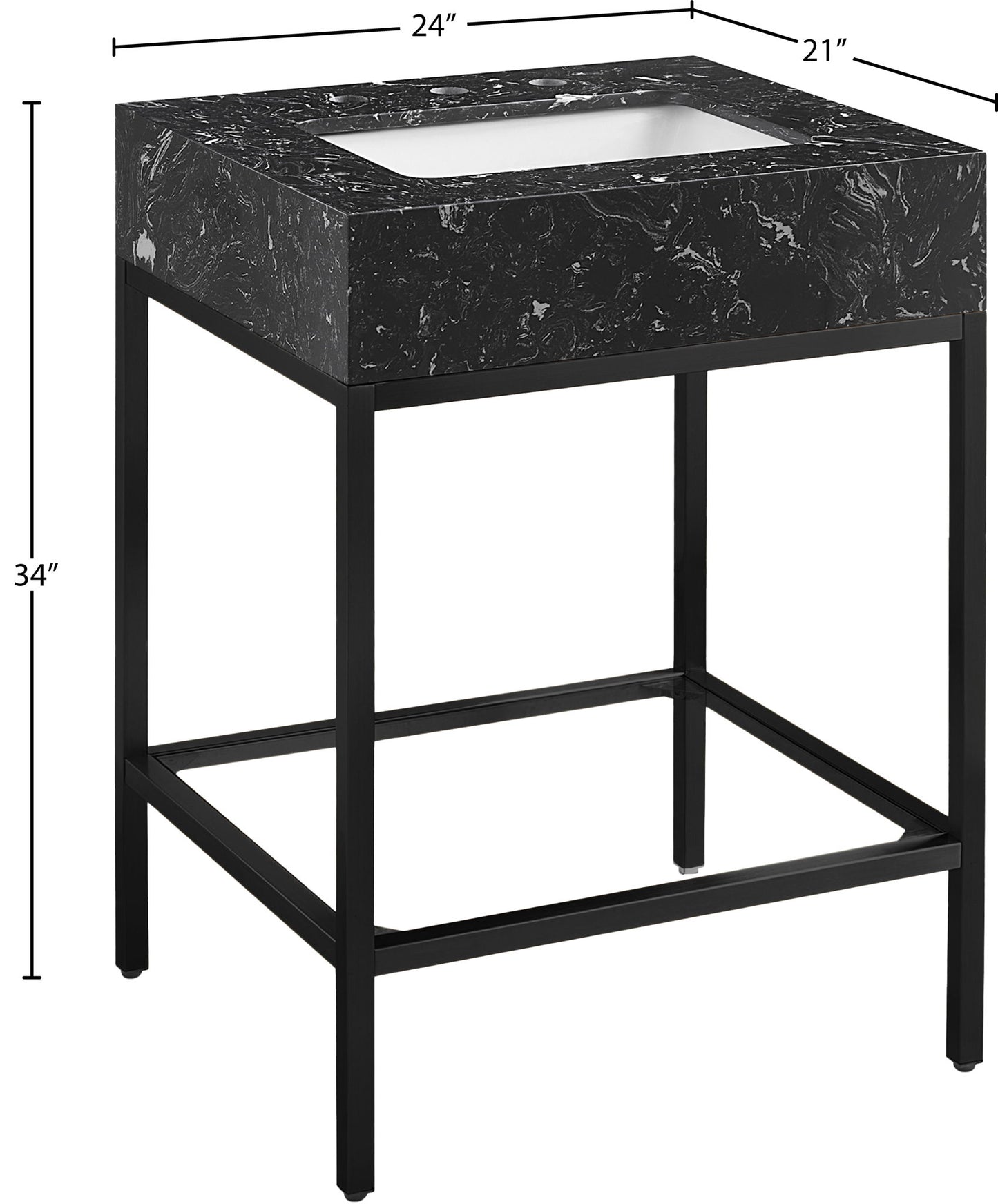 Marmo - Engineered Marble Bathroom Vanity With Black Base