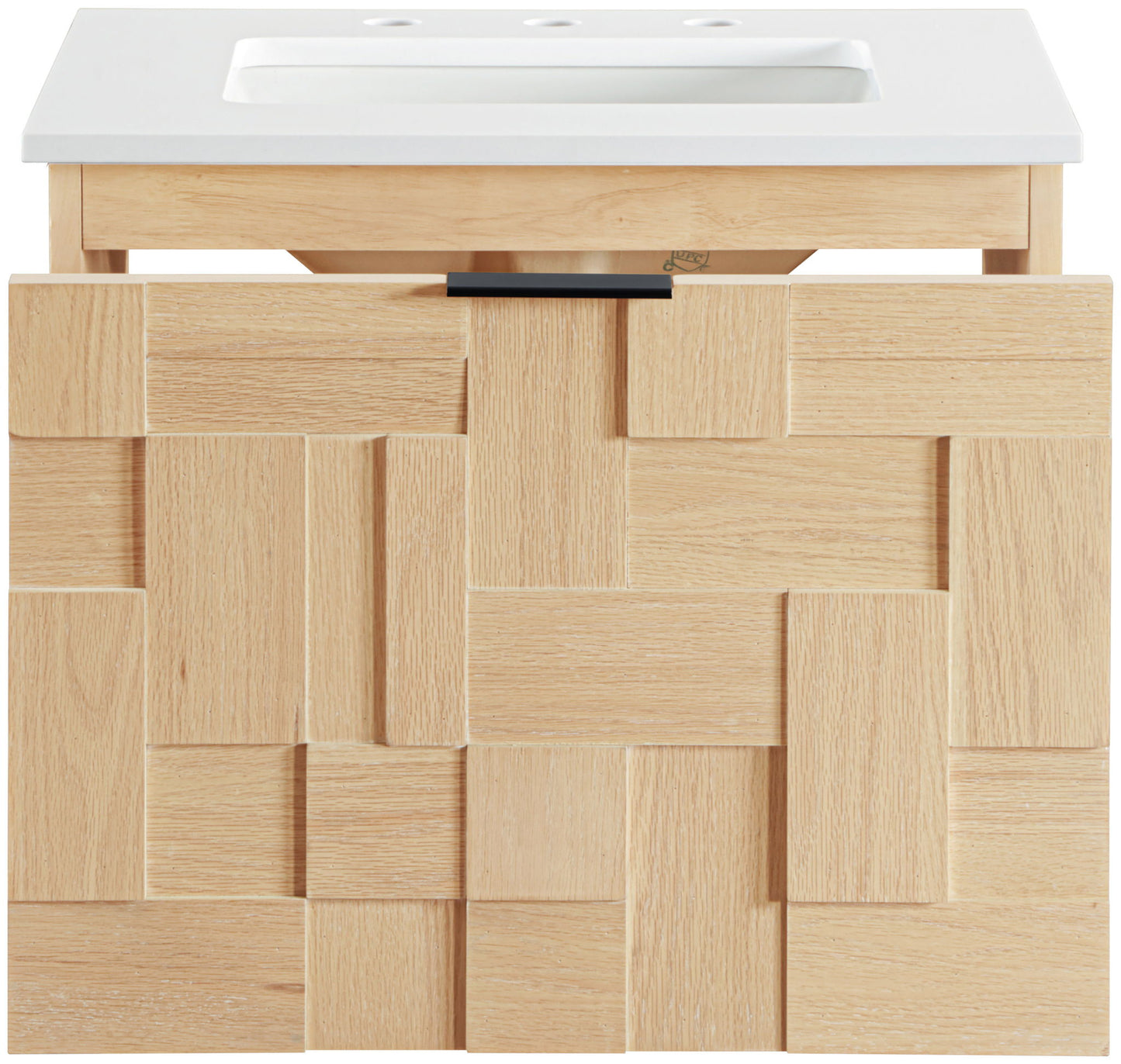 Leonardo - Engineered Stone And Solid Wood 24" Wall Mounted Bathroom Vanity