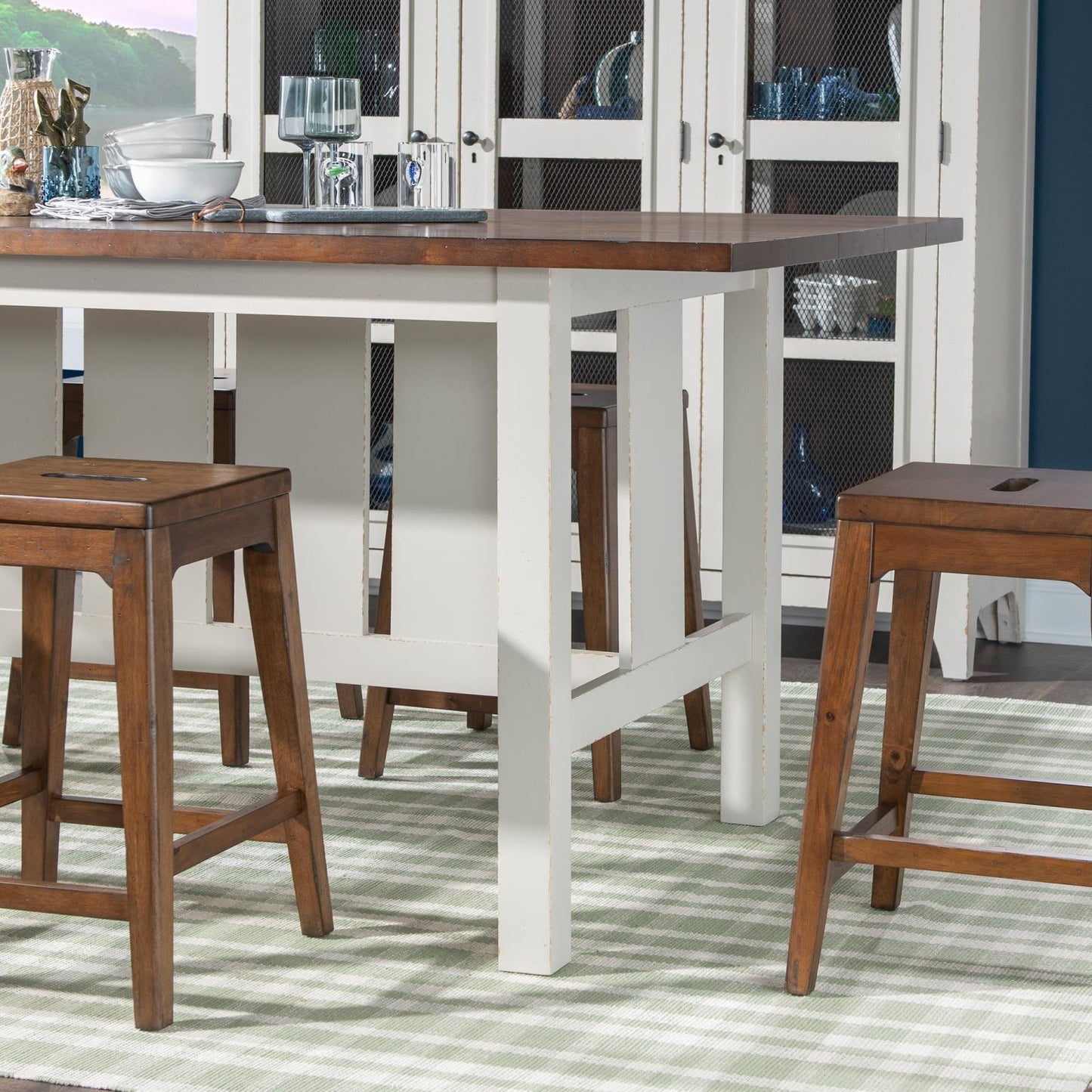Lake House - Counter Height Trestle Table - Sailcloth And Pinecone