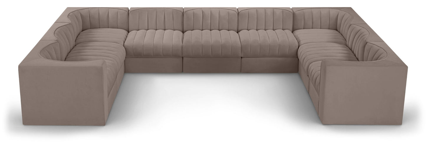 Rummi - Velvet Performance Fabric Upholstered 9 Piece Modular Sectional