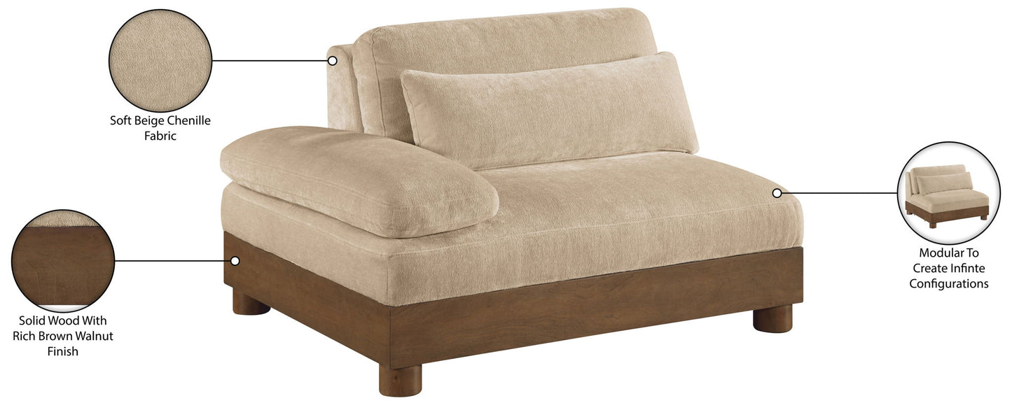 Turin - Chenille Fabric Upholstered Modular Arm Chair - Walnut Base