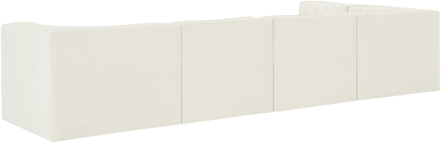 Rummi - Velvet Performance Fabric Upholstered 5 Piece Modular Sectional, L-Shaped (Right)