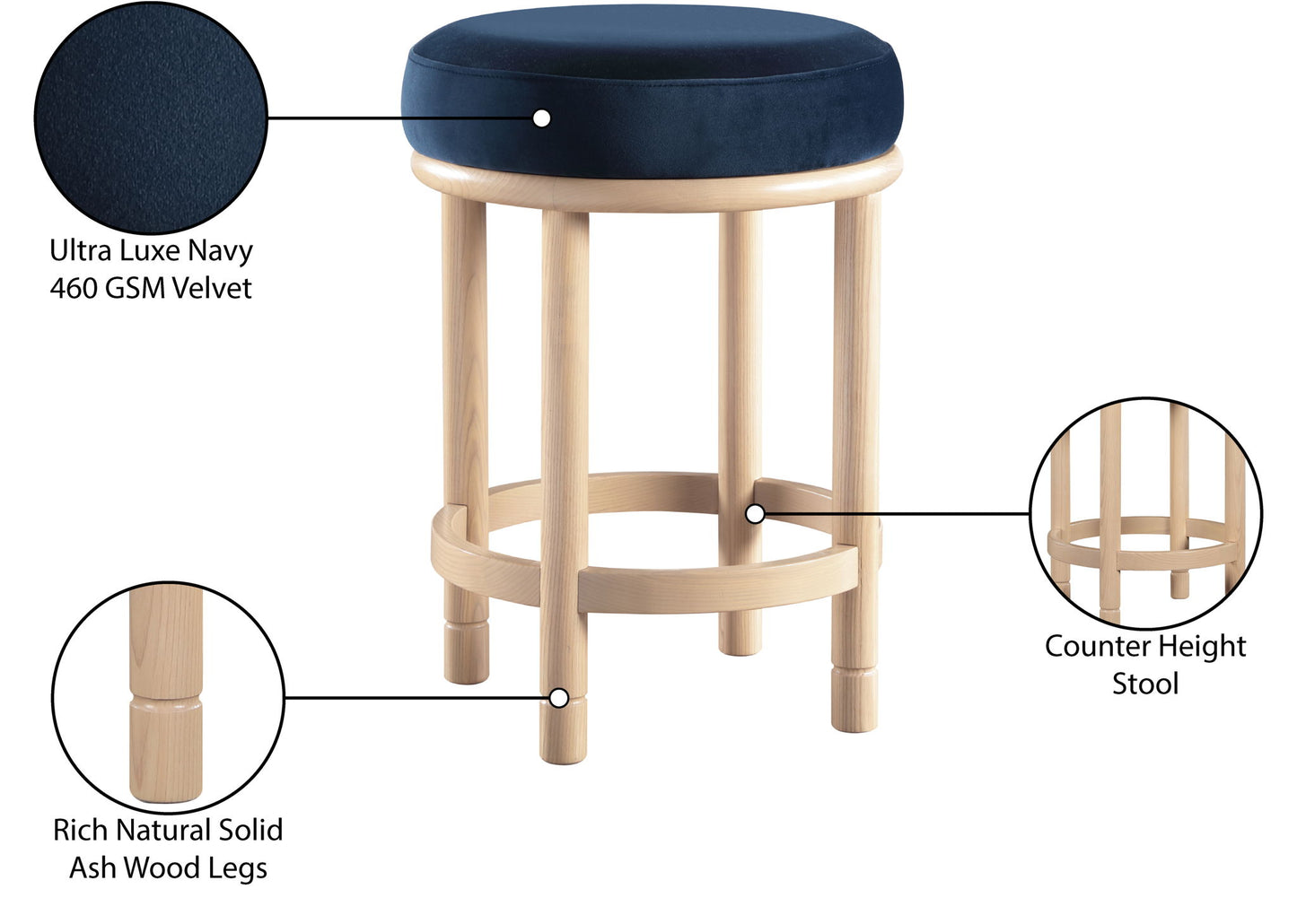 Monette - Counter Stool With Natural Base