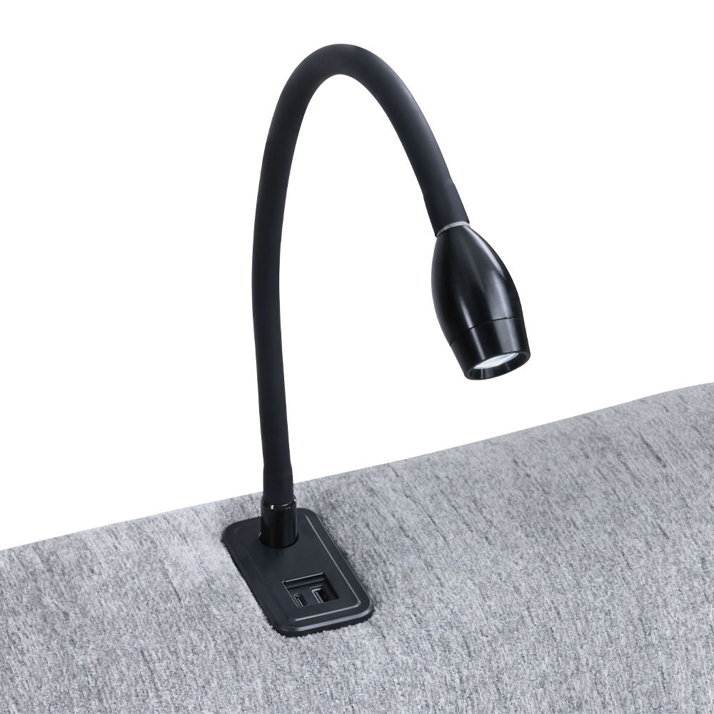Fullar - Modular Console With Speaker & Cup Holder - Light Gray Chenille