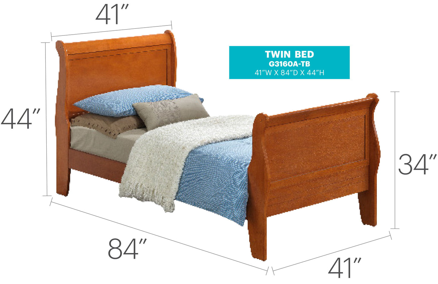 Glory Furniture - Louis Phillipe - Sleigh Bed