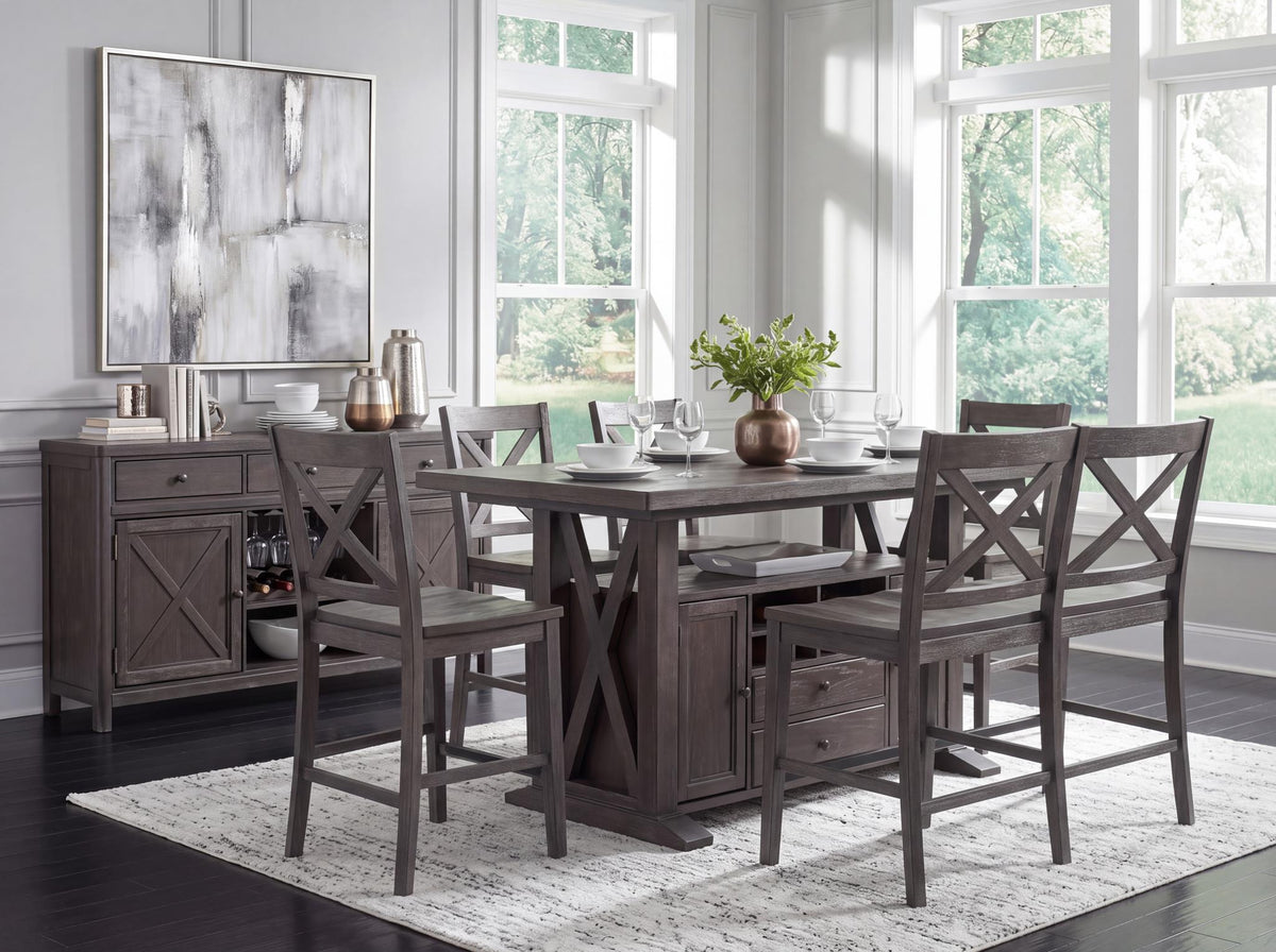 Briarwood - Complete Counter Height Table With Storage - Sable
