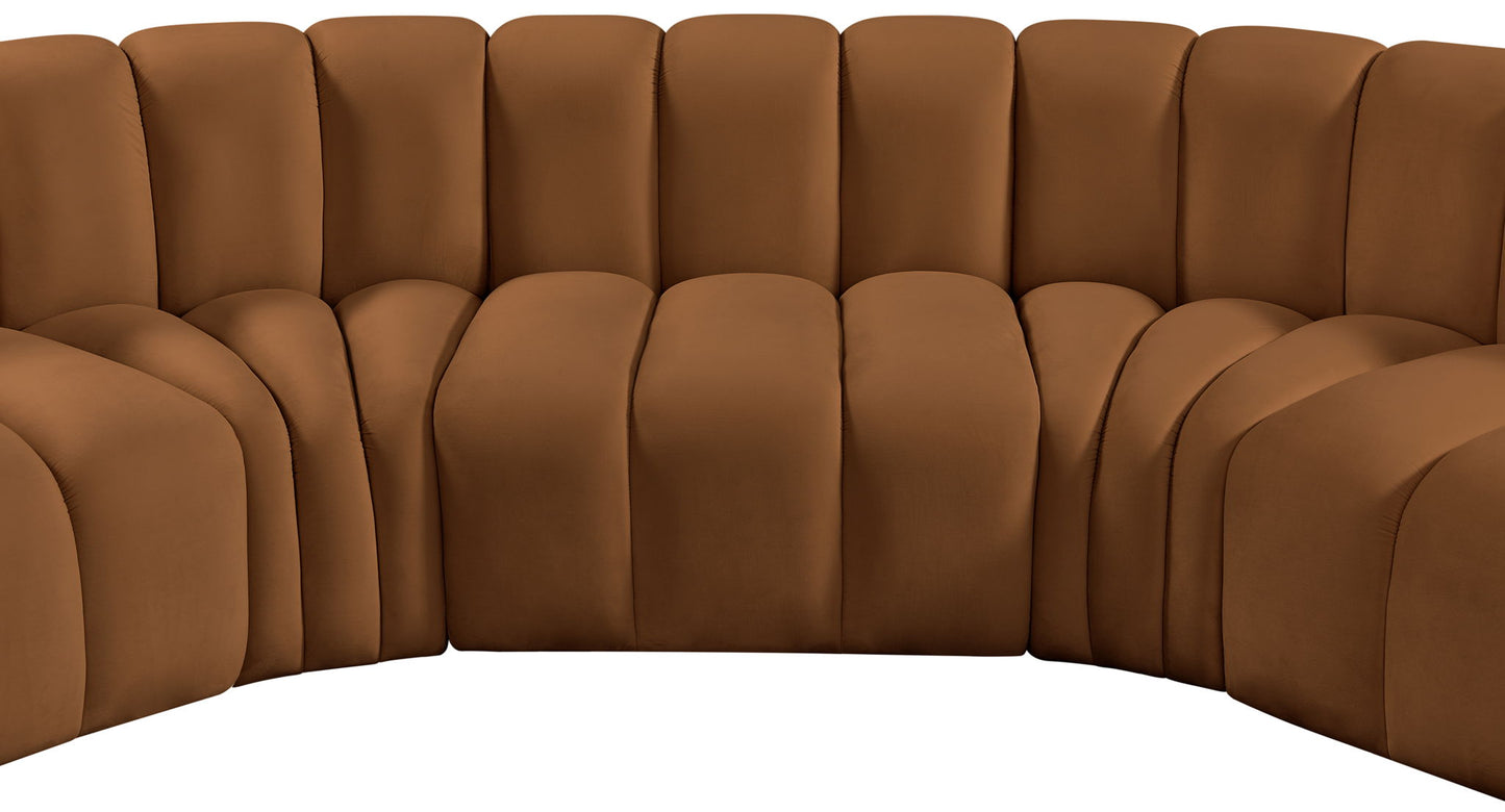 Arc - Velvet 5 Piece U-Shaped Modular Sofa - Saddle