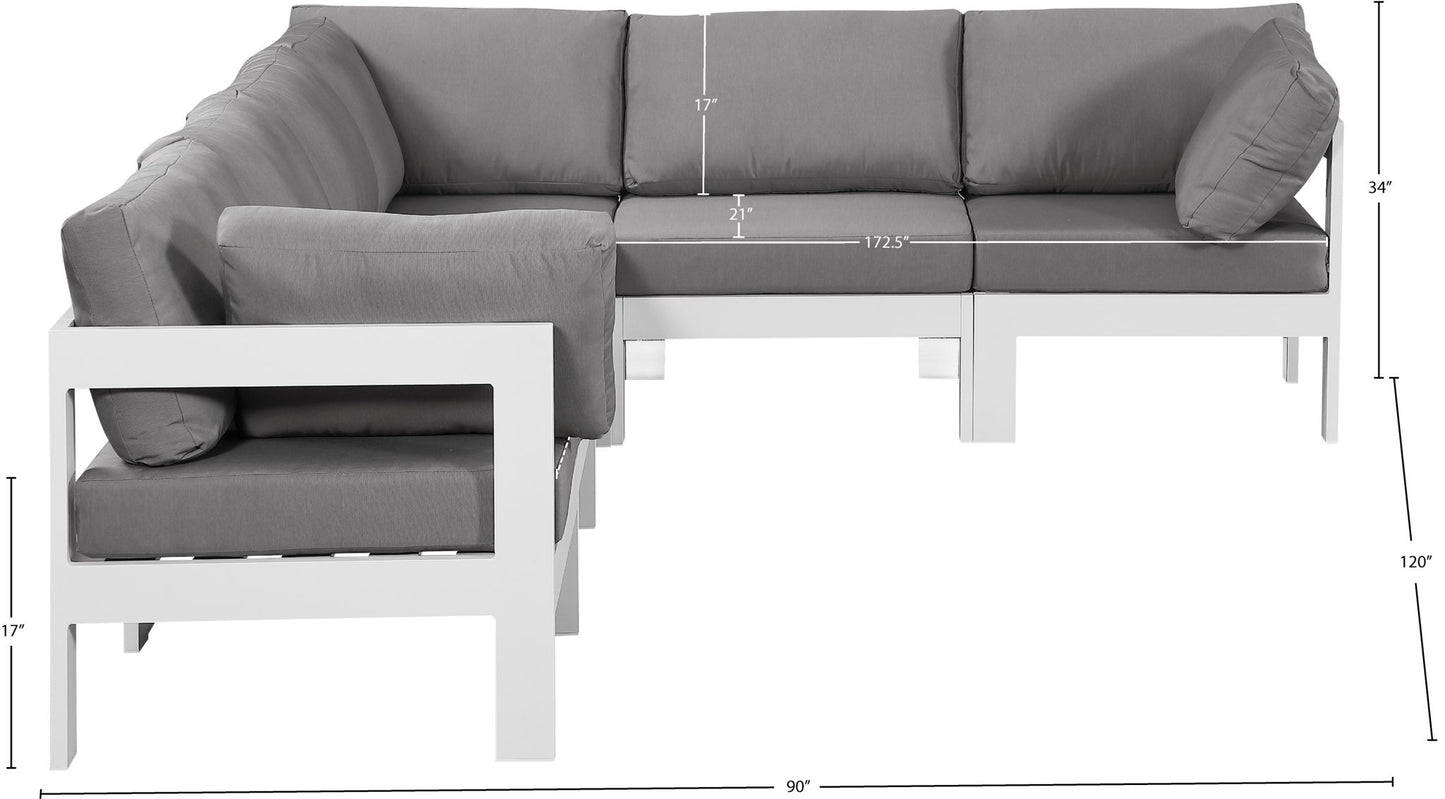 Nizuc - Outdoor Patio 6 Piece Modular Sectional With White Frame