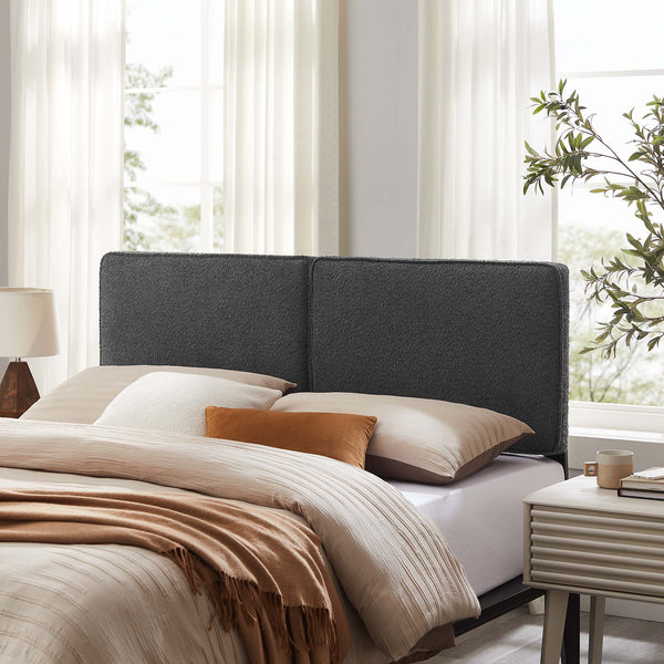 Lindee Boucle Fabric Headboard - Queen, Slate