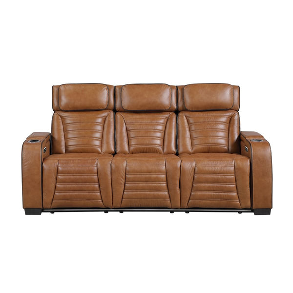 Cyber Power Double Reclining Sofa with Center Drop-Down Cup Holders, Power Headrests, Storage Arms(Top and Side) ,Cup holders, Reading Lights, Wireless Charger, Air Massage, Heat, LED Lighting and Charging Ports