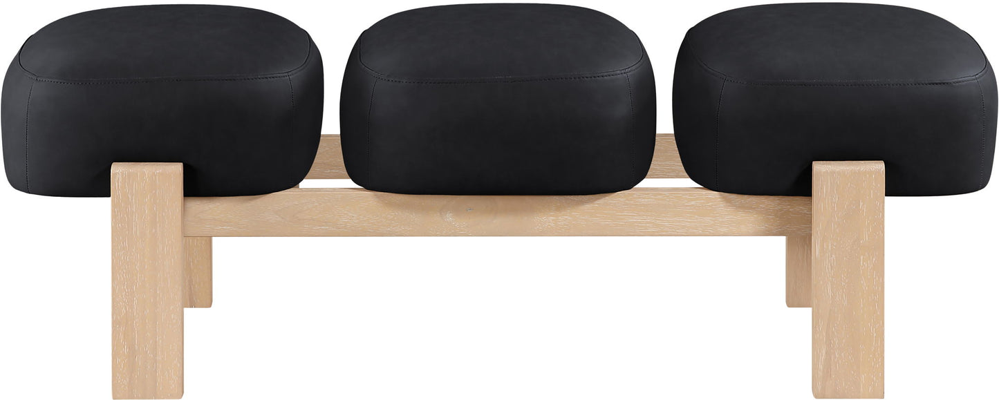 Woodcrest - Vegan Leather Upholstered Bench - Painted Natural Base