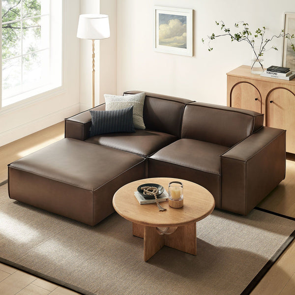 Restore 3-Piece Vegan Leather Modular Loveseat with Ottoman - Espresso