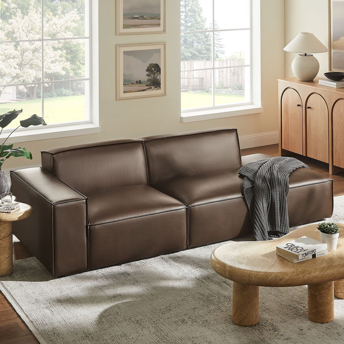 Restore 2-Piece Vegan Leather Modular Loveseat - Espresso