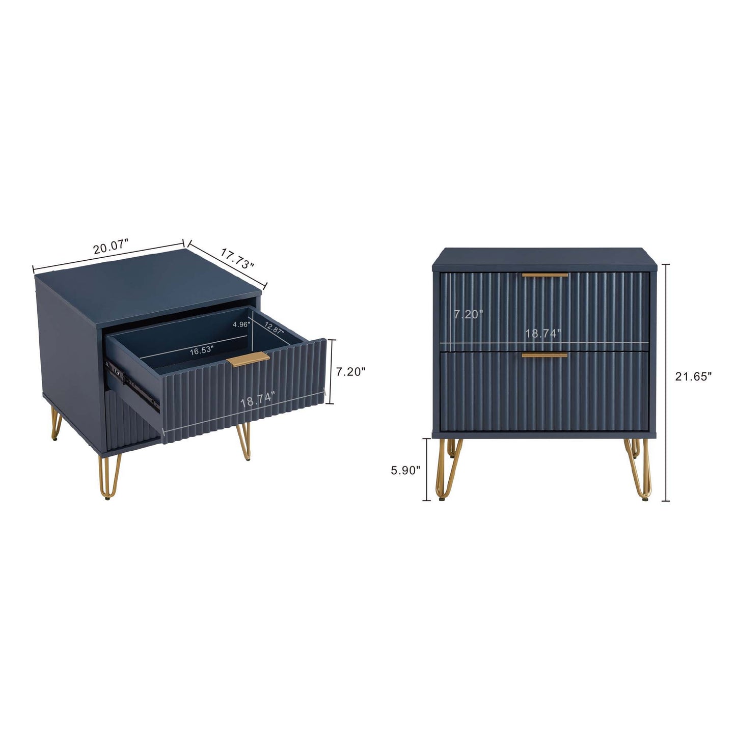 Manhattan Dumbo - Fluted 2-Drawer Nightstand