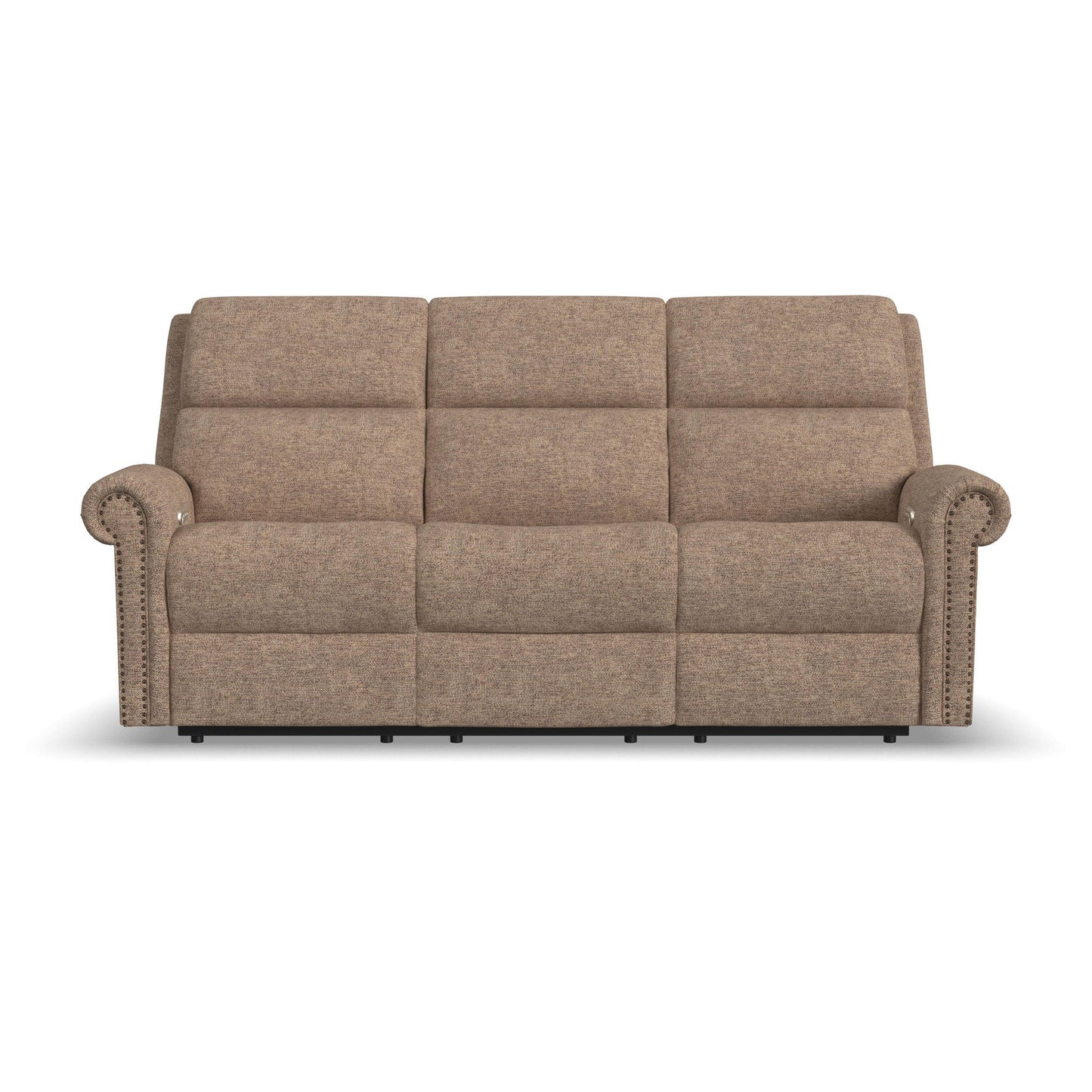 Bernard - Power Reclining Sofa With Console, Power Headrests & Lumbar, Nailhead Trim