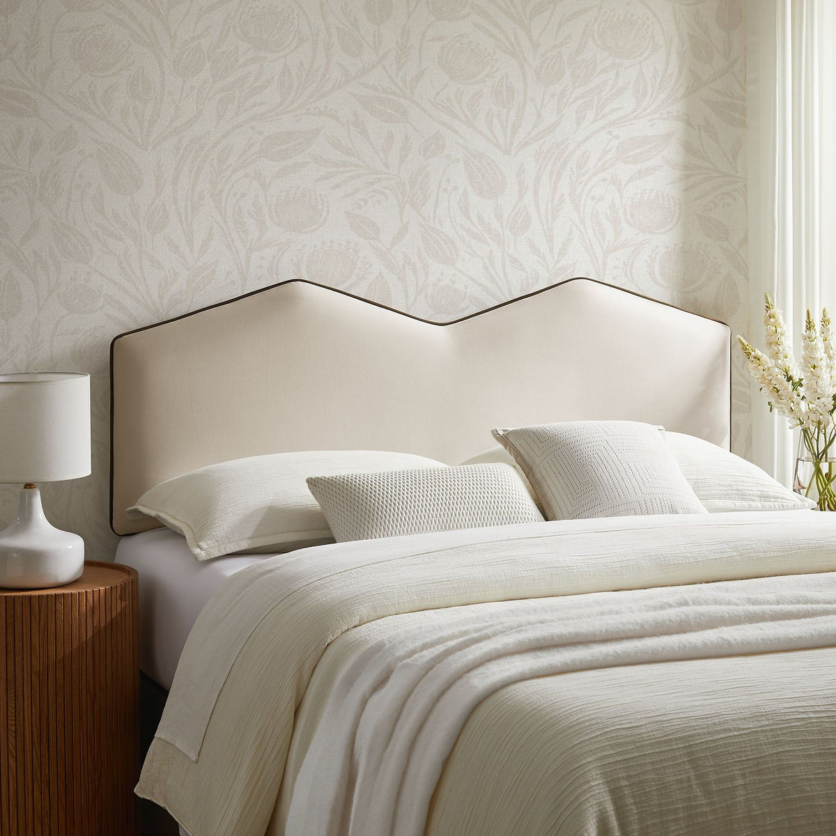 Cosette Performance Velvet Headboard - King, Alabaster
