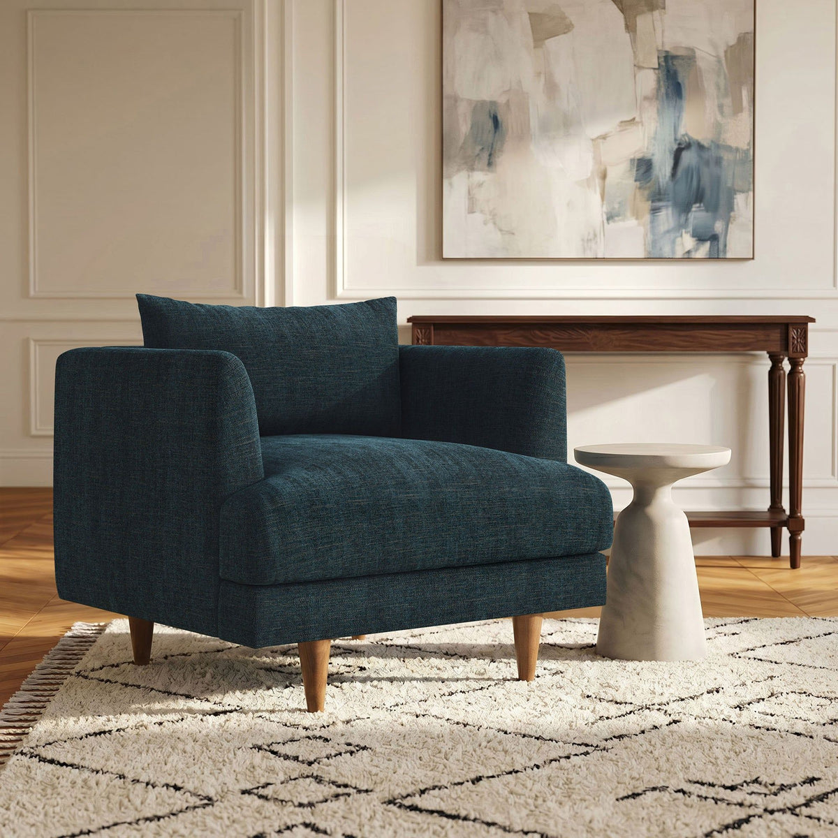 Zoya Down Filled Overstuffed Armchair - Azure