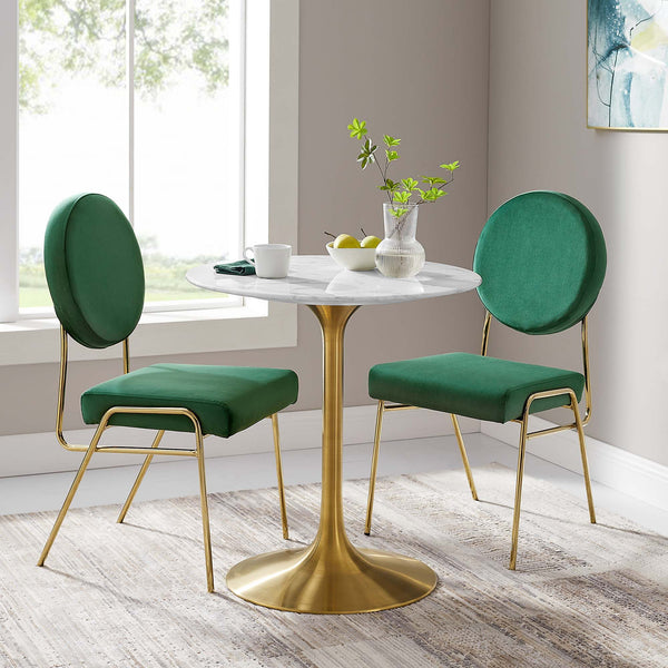 Lippa Round 28" Dining Table - Faux Marble, Gold White