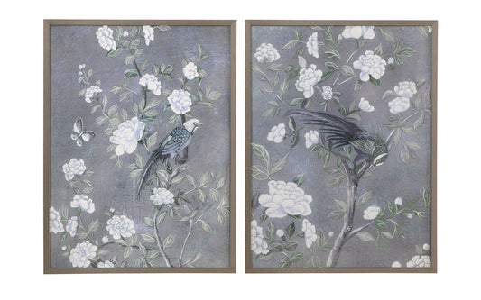 Birds & Blooms Framed Print (Set of 2) - Dark Gray