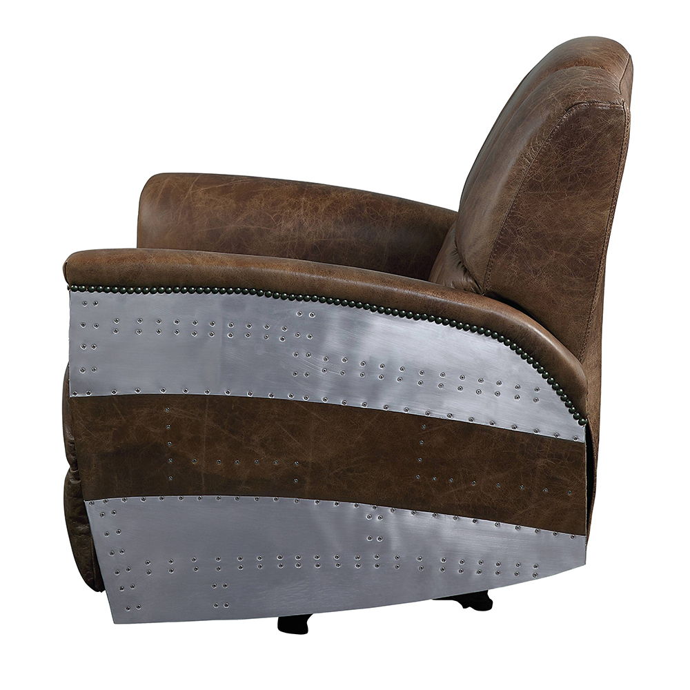Brancaster - Power Motion Recliner - Retro Brown Top Grain Leather & Aluminum