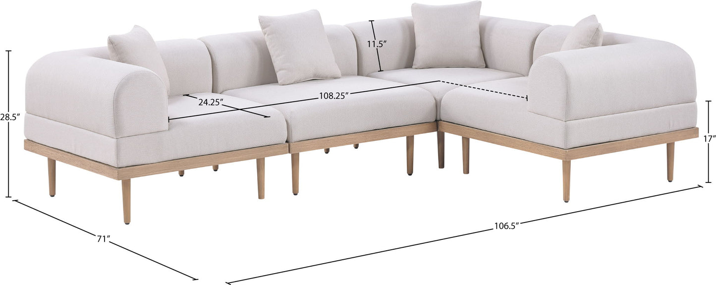 Laguna - 4 Piece 106.5" Upholstered Outdoor Patio Modular Sectional