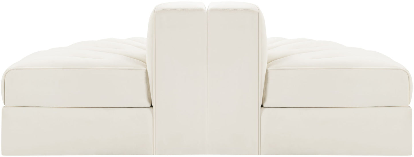 Rummi - Velvet Performance Fabric Upholstered 2 Piece  Rounded Modular Loveseat