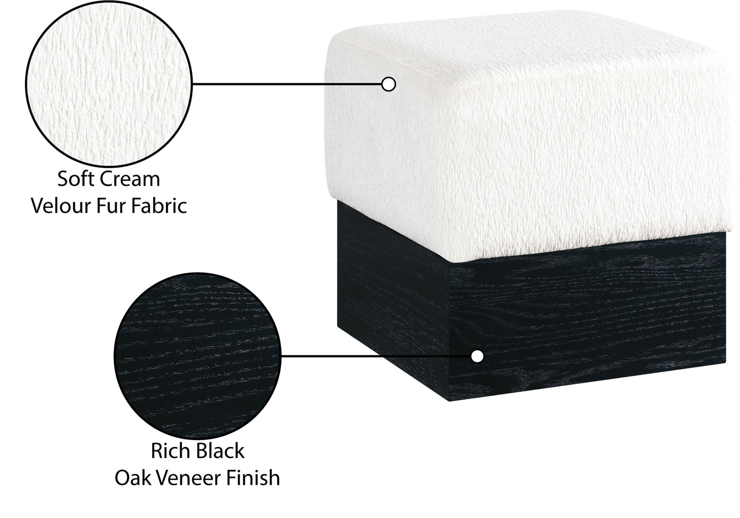 Havre - Ottoman / Stool With Black Base