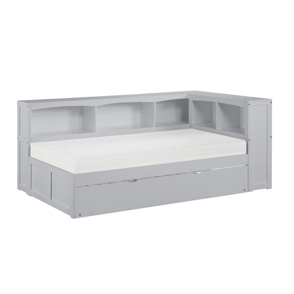 Orion Twin Bookcase Corner Platform Bed with Twin Trundle