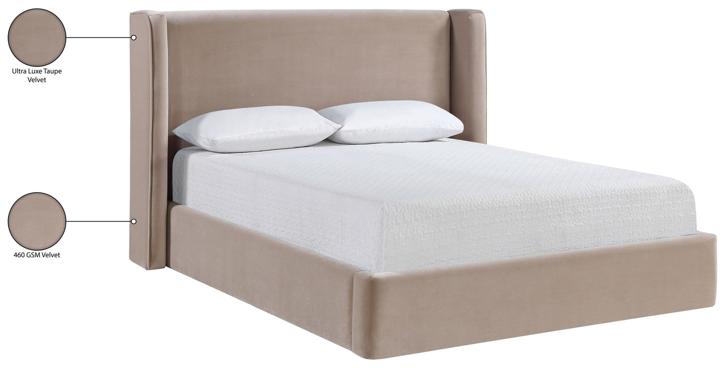 Kendall - Velvet Upholstered Bed - Taupe